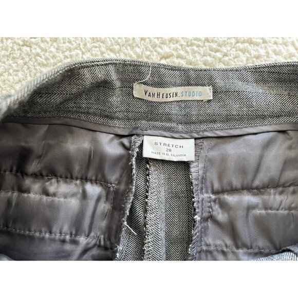 Van Heusen Studio Women’s Mid-rise Pants Gray Striped Stretch Wide Leg Size 2R - Picture 5 of 10